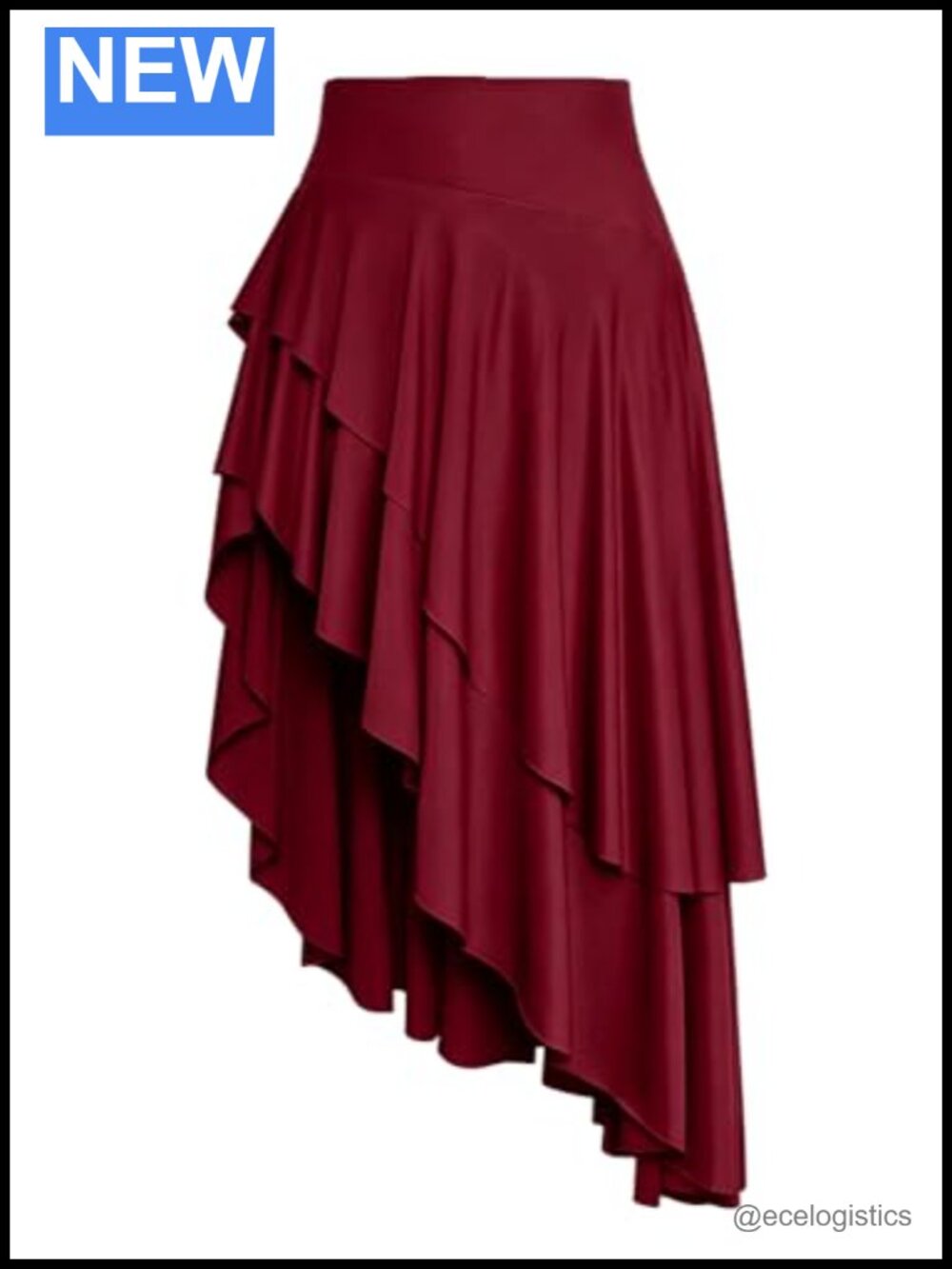High Waist Ruffle Flowy Asymmetrical Split Midi Skirt
